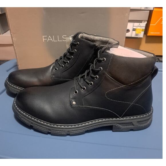 Falls Creek Mens Black Brent Boots with Memory Foam Insole Size 13 Medium